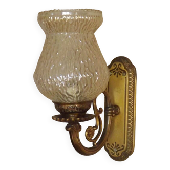 Single French Vintage Brass Victorian Style Wall light Amber Glass Shade 4607