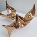 Bronze and glass coffee table with female sculpture by Victor Roman