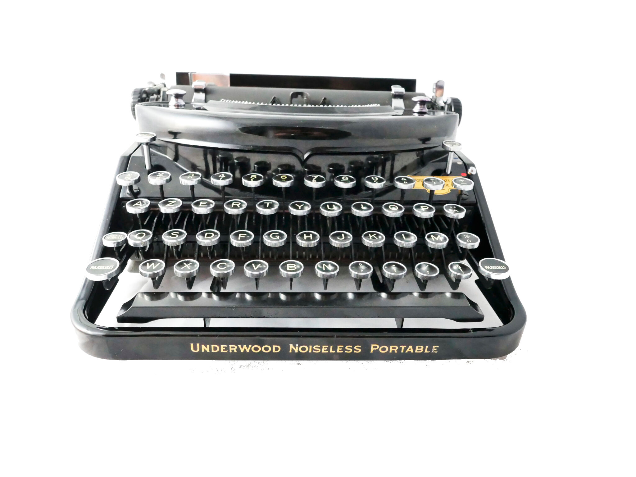 Underwood Noiseless black portable typewriter from 1935 revised new ribbon USA