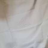 Large Monogrammed Pillowcase – Pure Cotton & Relief Embroidery – Early 20th Century
