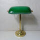 Brass green banker's lamp and vintage glass paste