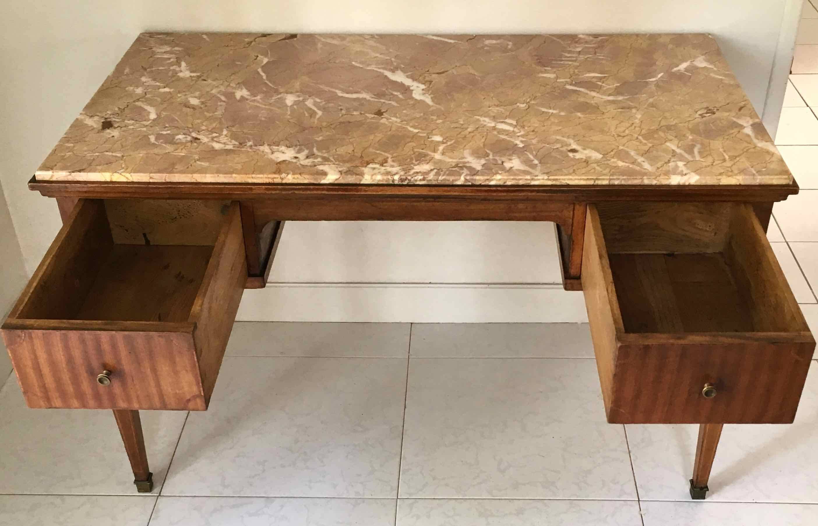 Wood and pink marble desk