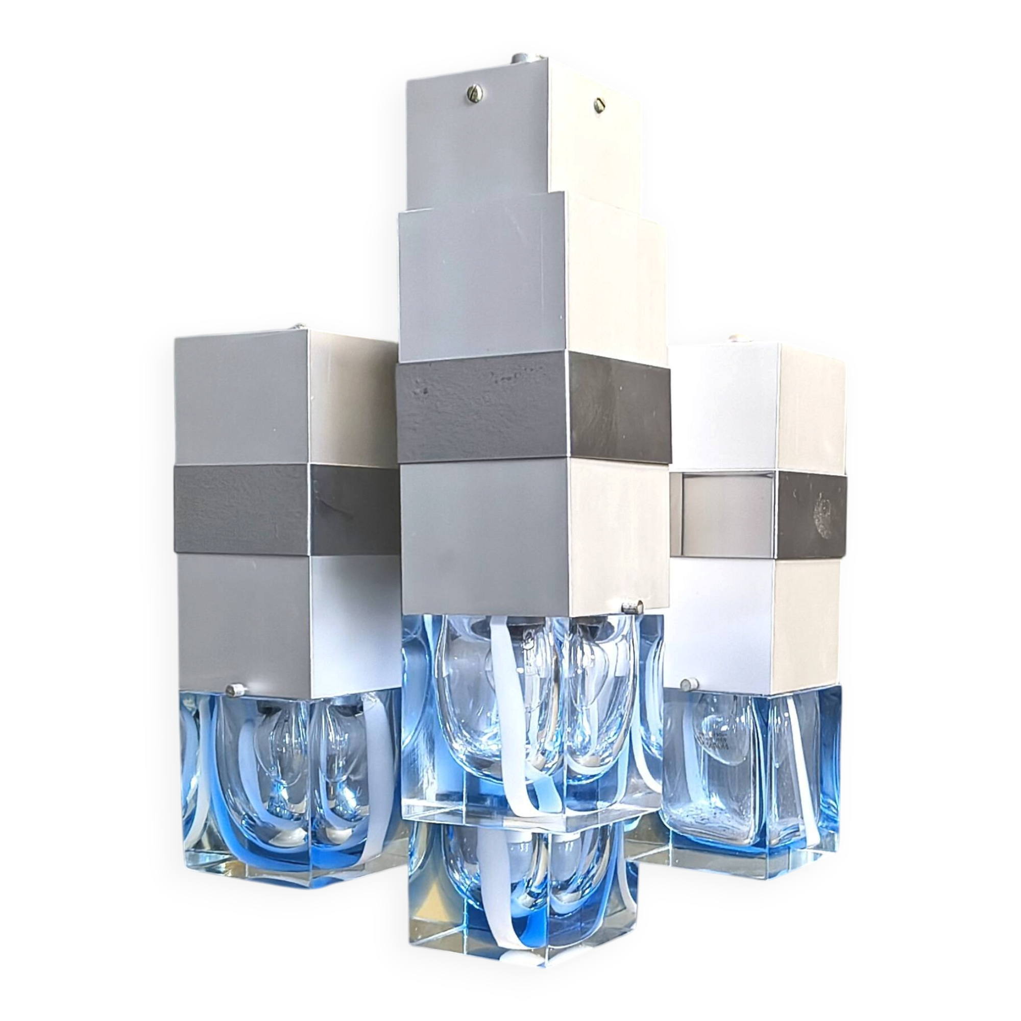 Vintage Cubico Chandelier by Gaetano Sciolari, 1970s