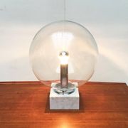 Mid-century glass and marble table lamp 3480 by Erco, 1960s.