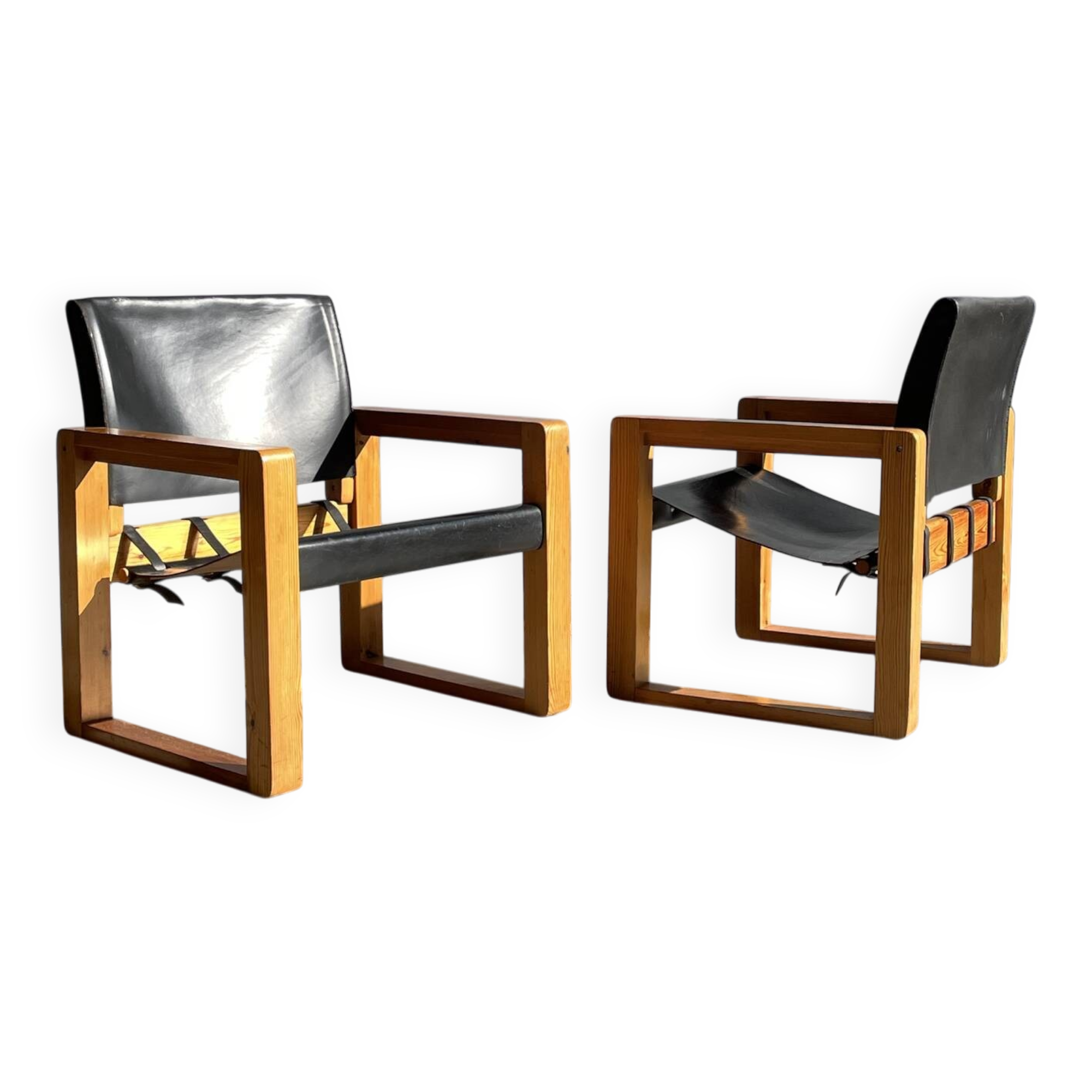 Pair of Scandinavian safari armchairs, 1970s
