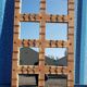 Old Burmese teak mirror with copper fittings