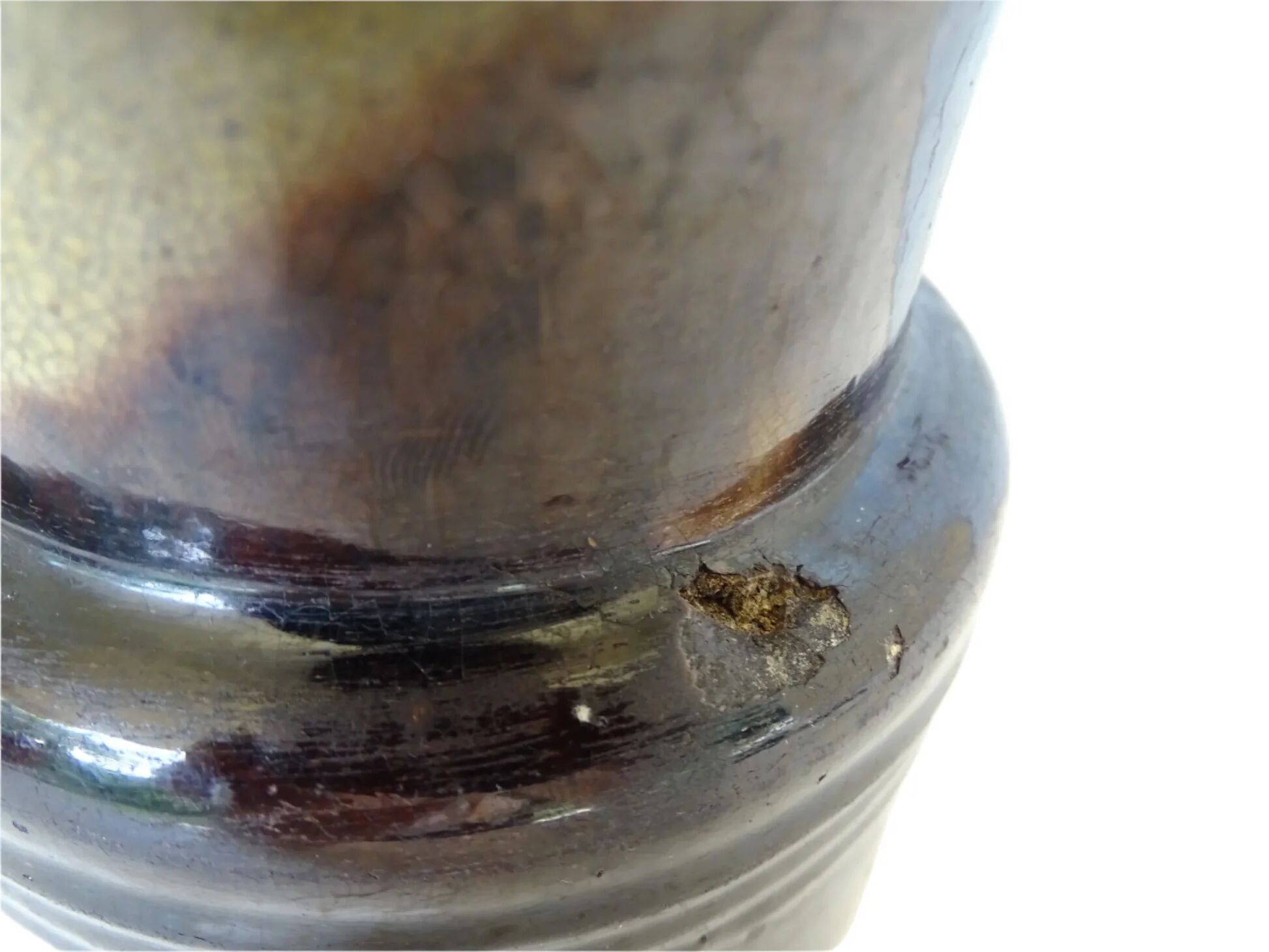 Cruche ancienne en faïence française de Dieulefit, à glace jaune