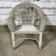 Vintage white rattan armchair