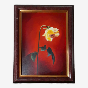 Oil on canvas framed signed S P The rose 56,5 X 44 cm