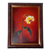 Huile sur toile encadrée signée S P La rose  56,5 X 44 cm