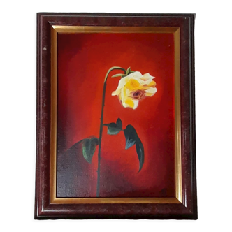 Oil on canvas framed signed S P The rose 56,5 X 44 cm