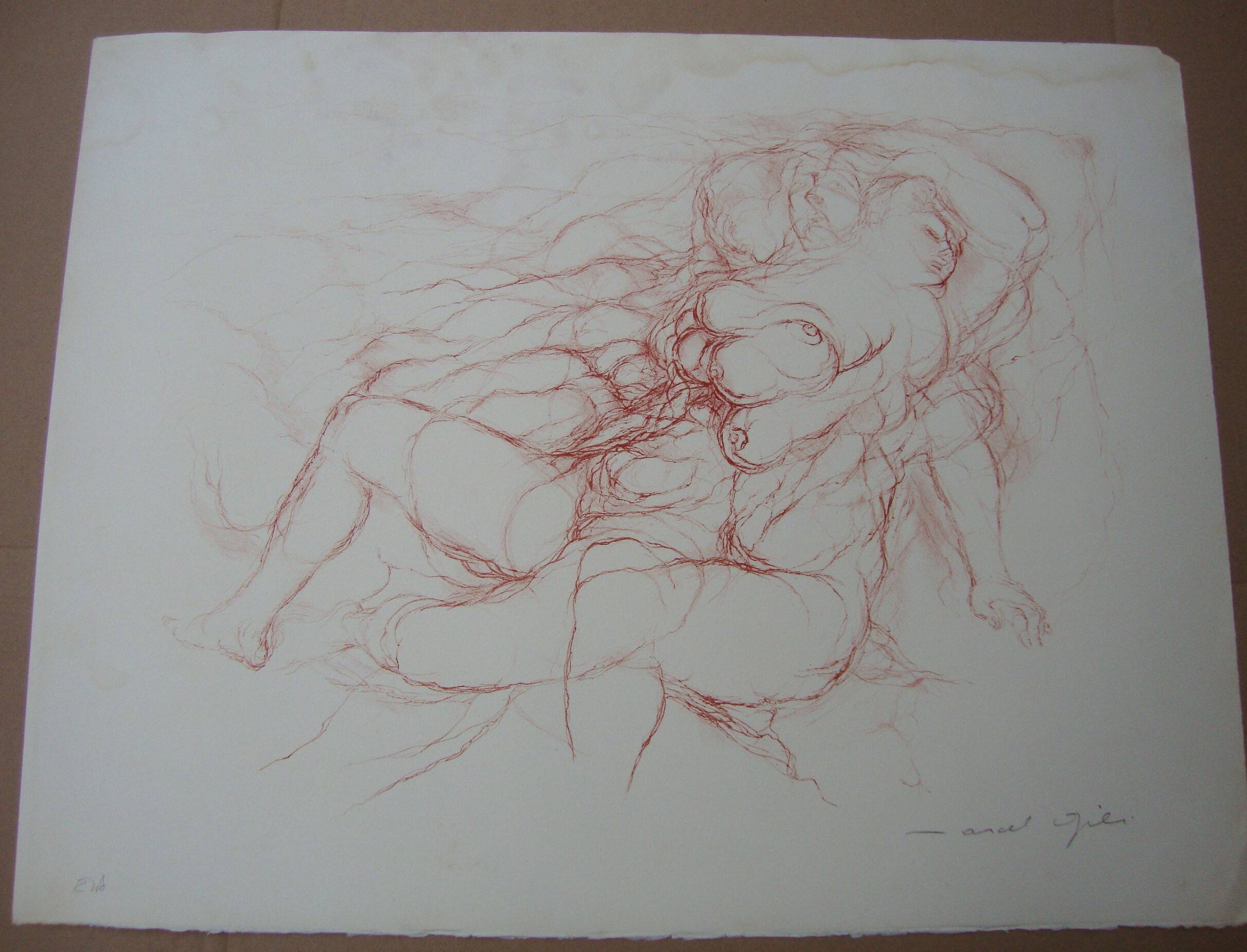GILI Marcel - Original lithograph "Naked woman" 50x65cm