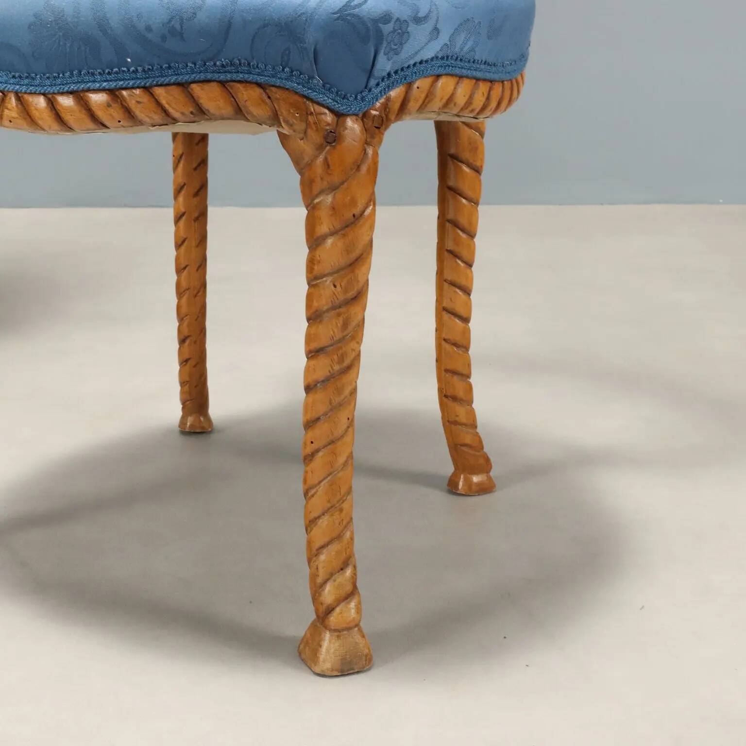 Antique beech chairs with upholstered seats, Italy, 19th century.