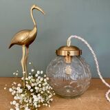 Vintage art deco glass globe portable lamp or table lamp