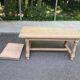 Renovated extendable farmhouse dining table made of solid raw oak from the 1950s.