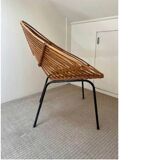 Chaise design en rotin, H. Broekhuizen pour Rohé Noordwolde, années 1960