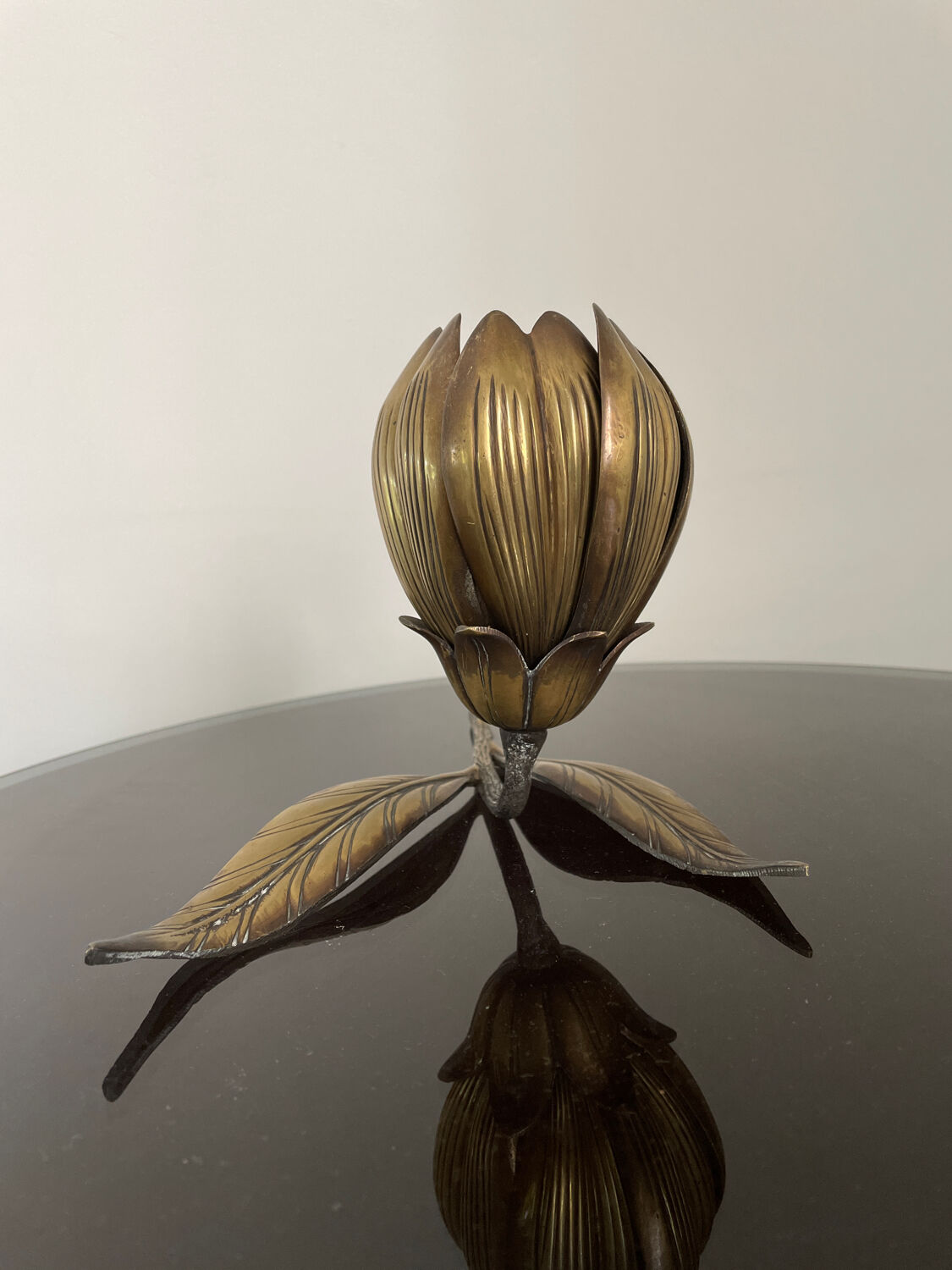 Vintage brass flower ashtray 1970