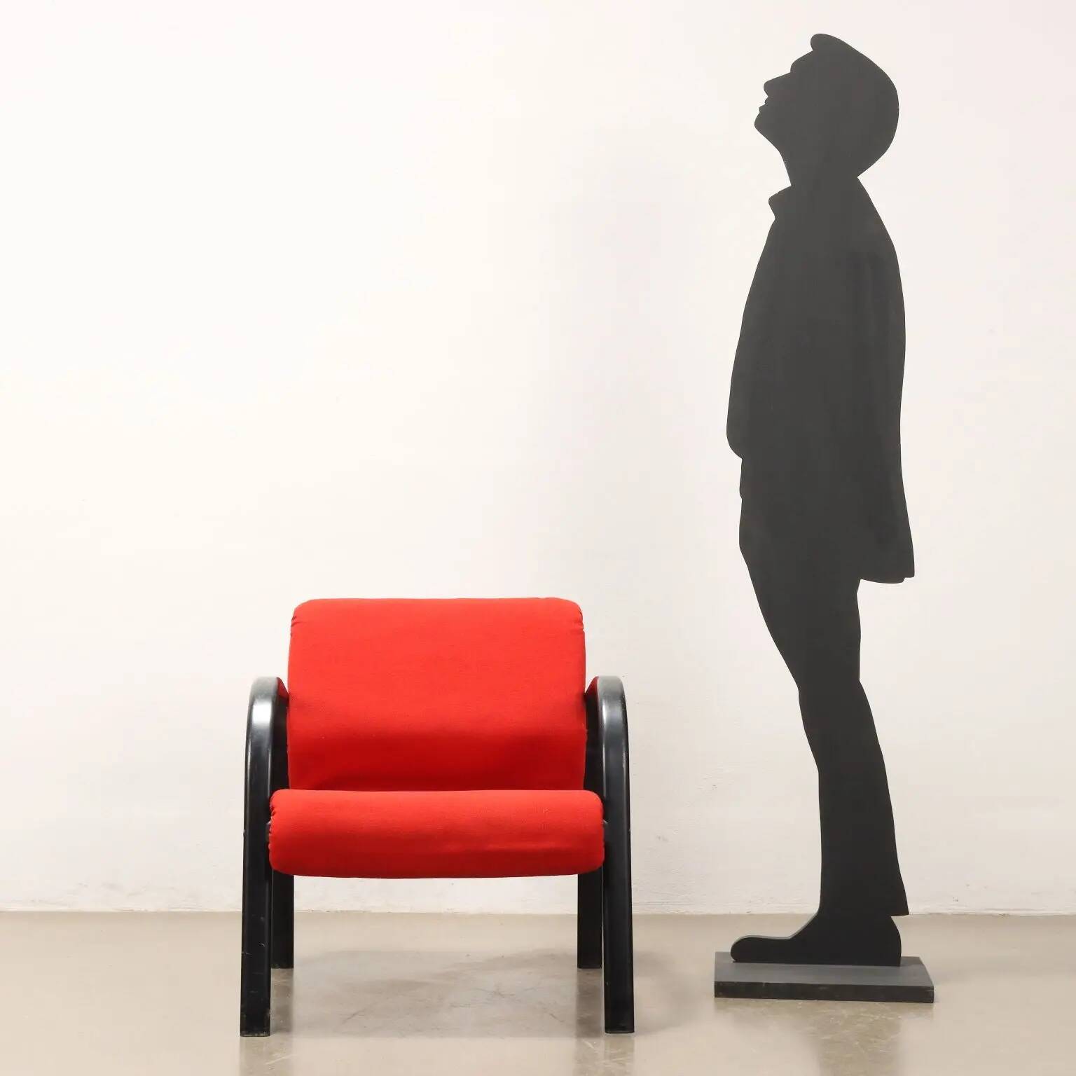 Vintage armchair from the 1980s in fabric and foam, Italy.