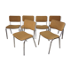 Suite of 6 chrome and tweed chairs 50