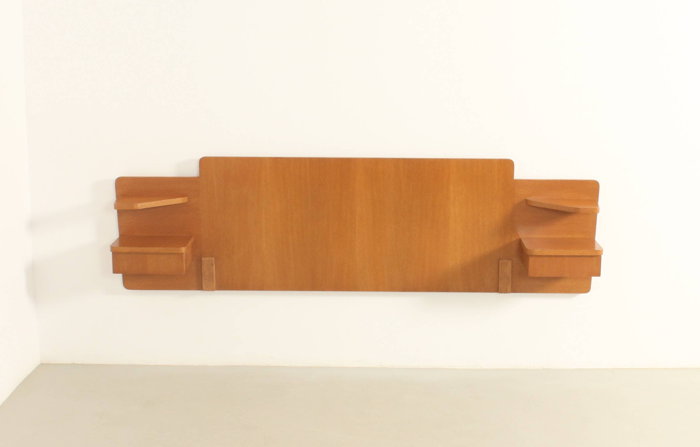 Headboard with teak bedside tables, France, 1960s