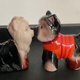 Vintage Pepper Shaker Duo Ceramic Dogs
