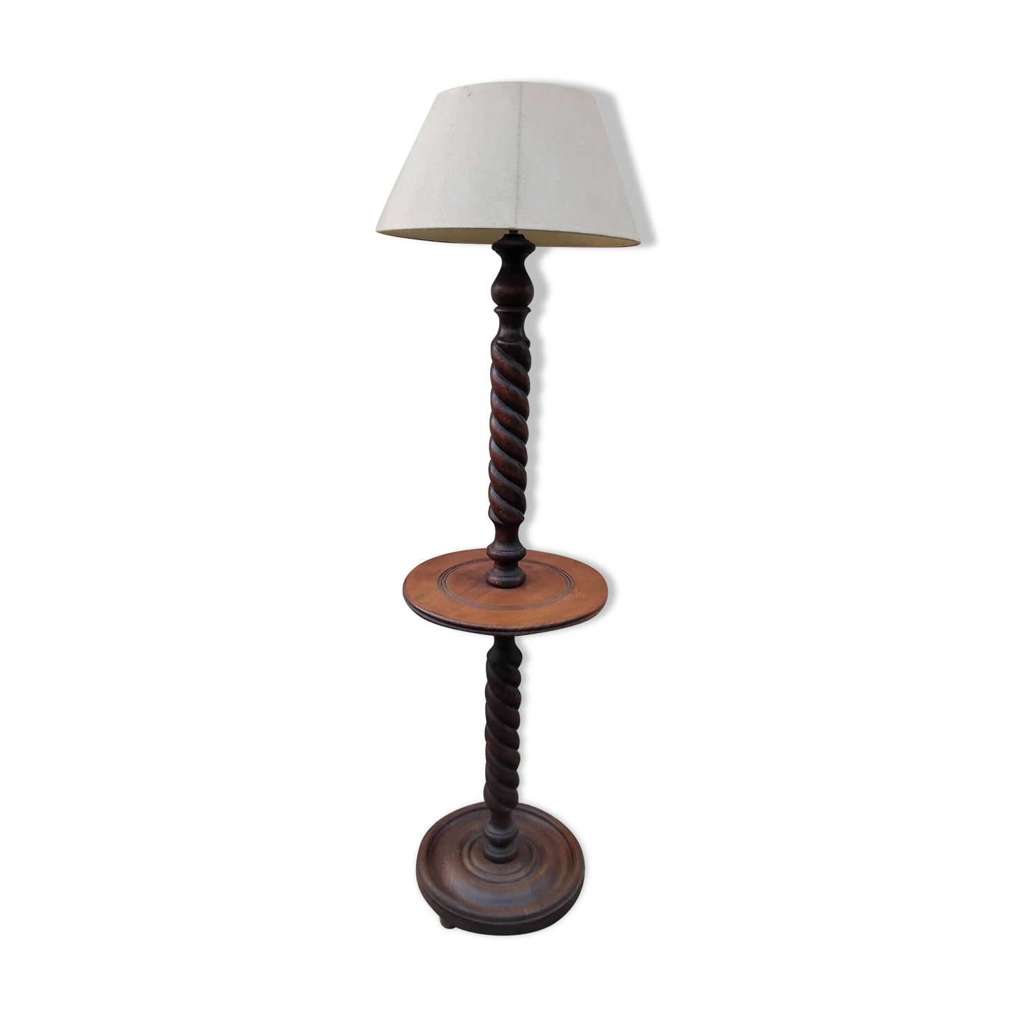 CHALES DUDOUYT vintage turned wood floor lamp