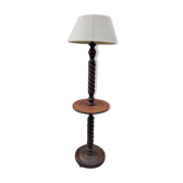 Lampadaire vintage en bois tourné dlg de Charles Dudouyt