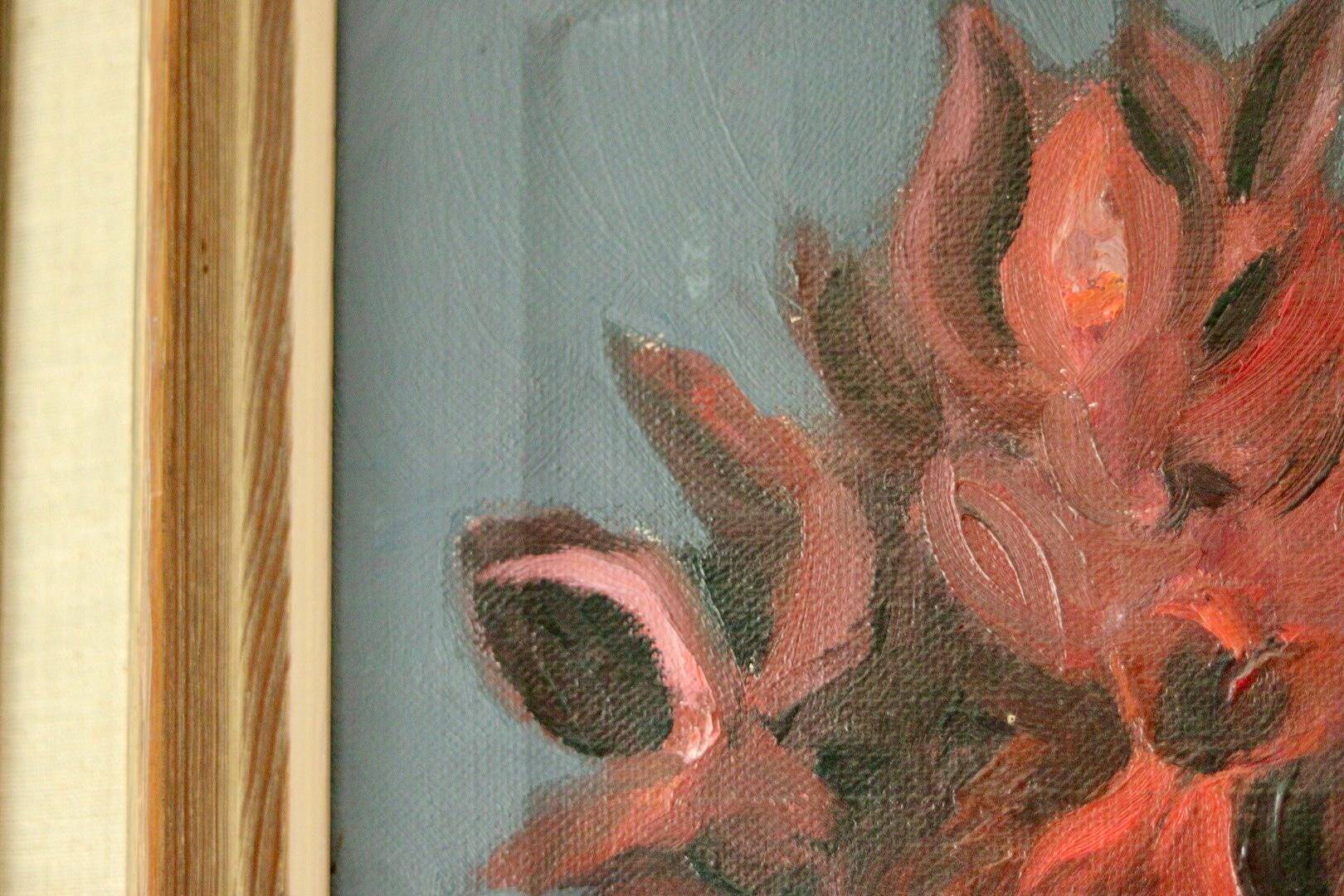 Original vintage oil on canvas – "Flowers"