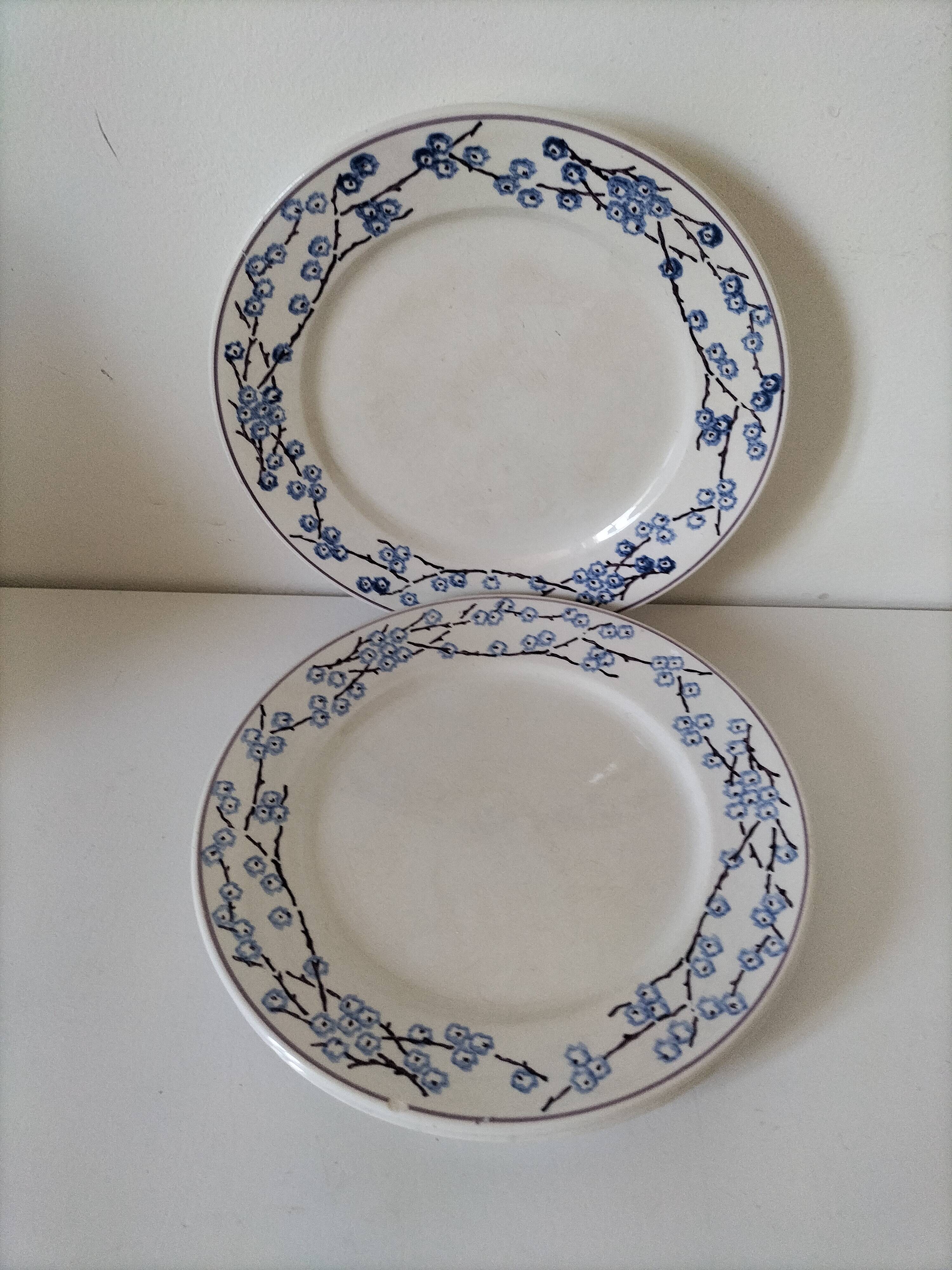 3 assiettes plates Digoin Sarreguemines modèle Pêcher