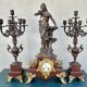 Garniture de cheminée Napoléon III marbre & régule signé Auguste. Moreau
