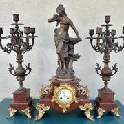 Napoleon III fireplace garniture in marble & regulus signed Auguste Moreau.