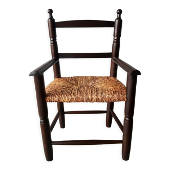 Fauteuil ancien paillé enfant vintage