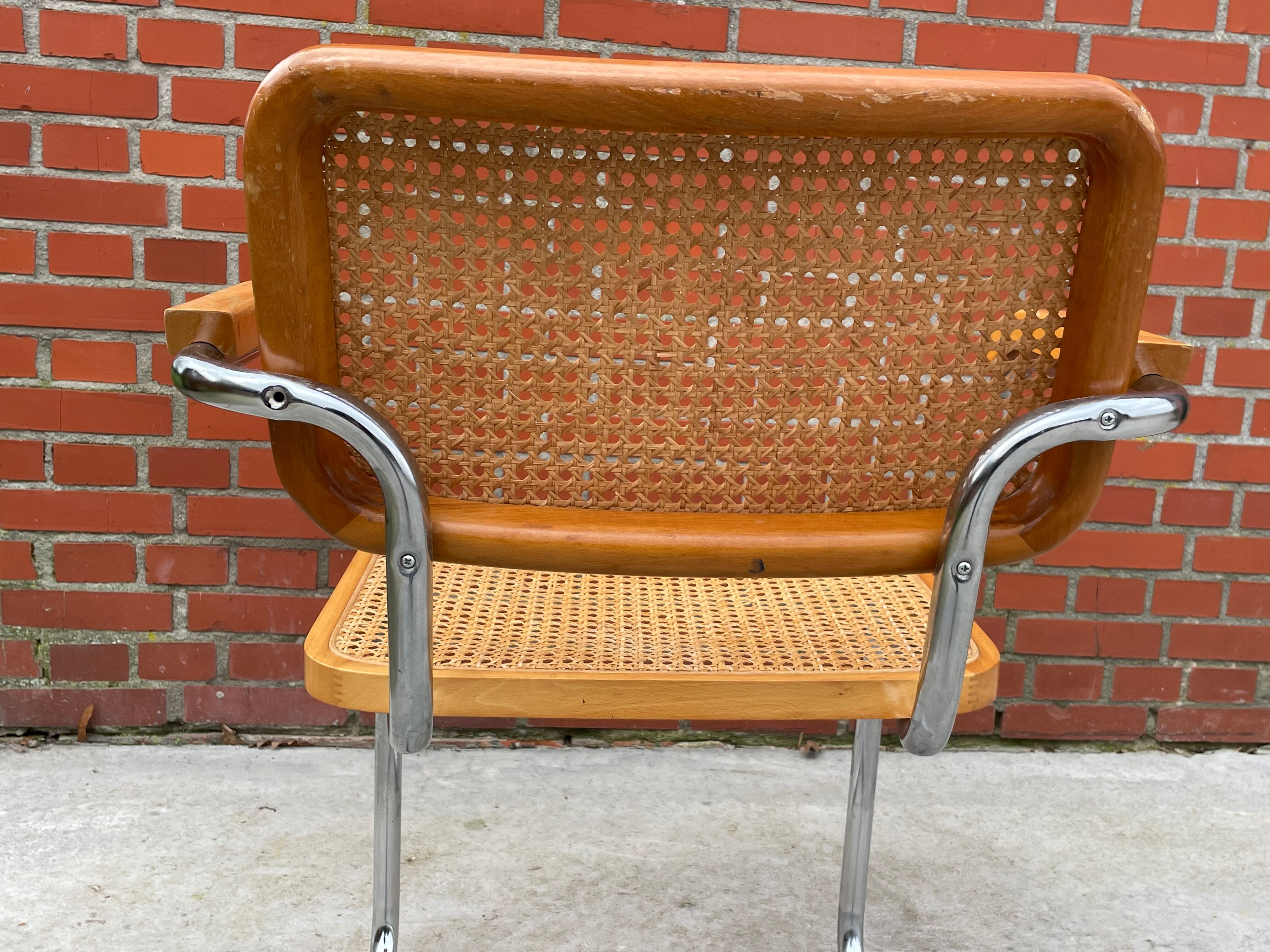 Chair Cesca model with armrests B64 in chrome