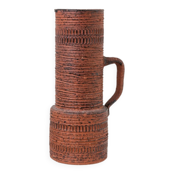 Vase chamotte XL de style brutalisme mid-century en céramique rouge-brun terreux par Spara Keramik, Allemagne, années 1960.