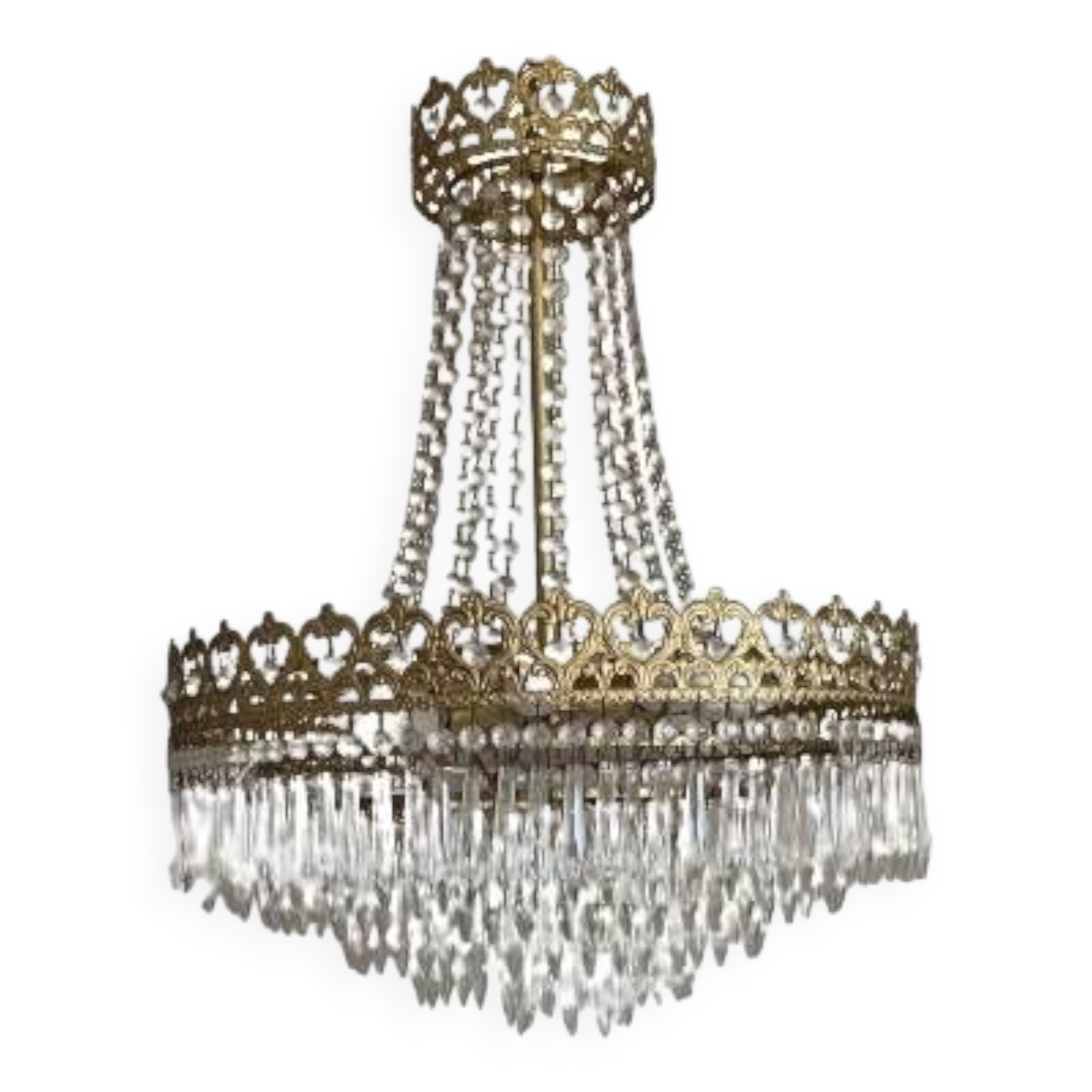 Antique brass hot air balloon chandelier with tassels