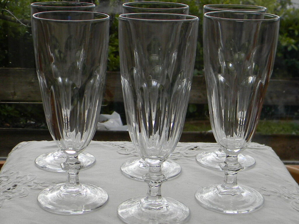 Set of 6 champagne flutes in arques crystal, rambouillet model