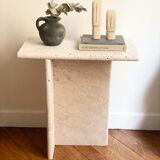 Minimalist travertine stone side table