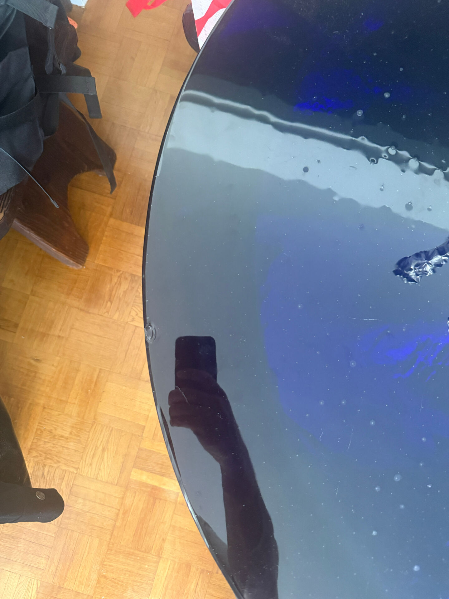 Table à manger en verre soufflé et acier par Perrin & Perrin, vers 1990.