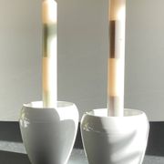 Paire BOUGEOIRS Blanc CERAMIQUE