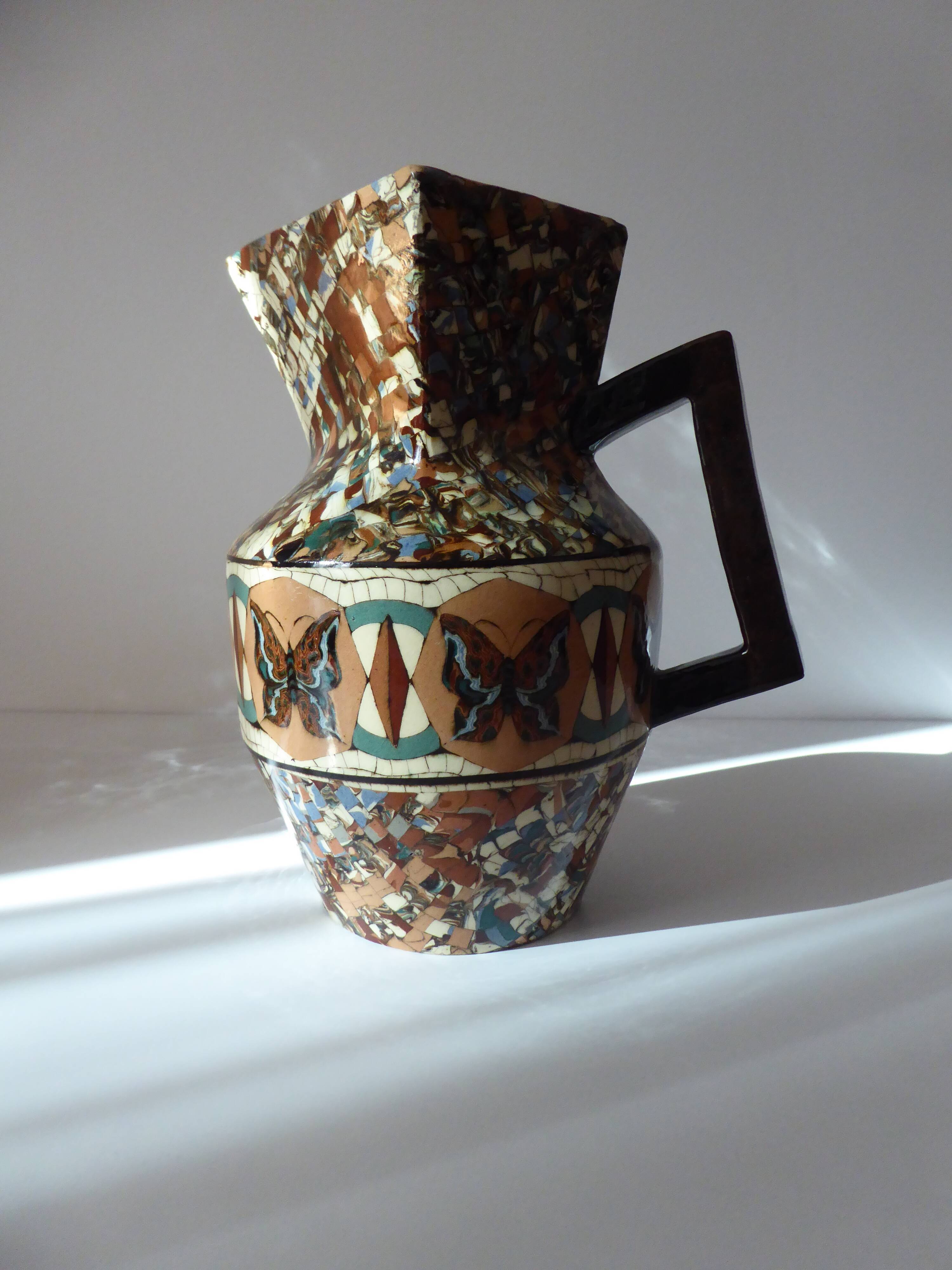 Ceramic pitcher from Vallauris by Jean Gerbino