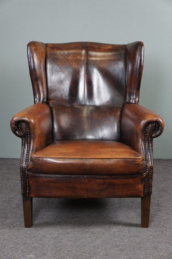 Sheep leather armchair + ottoman