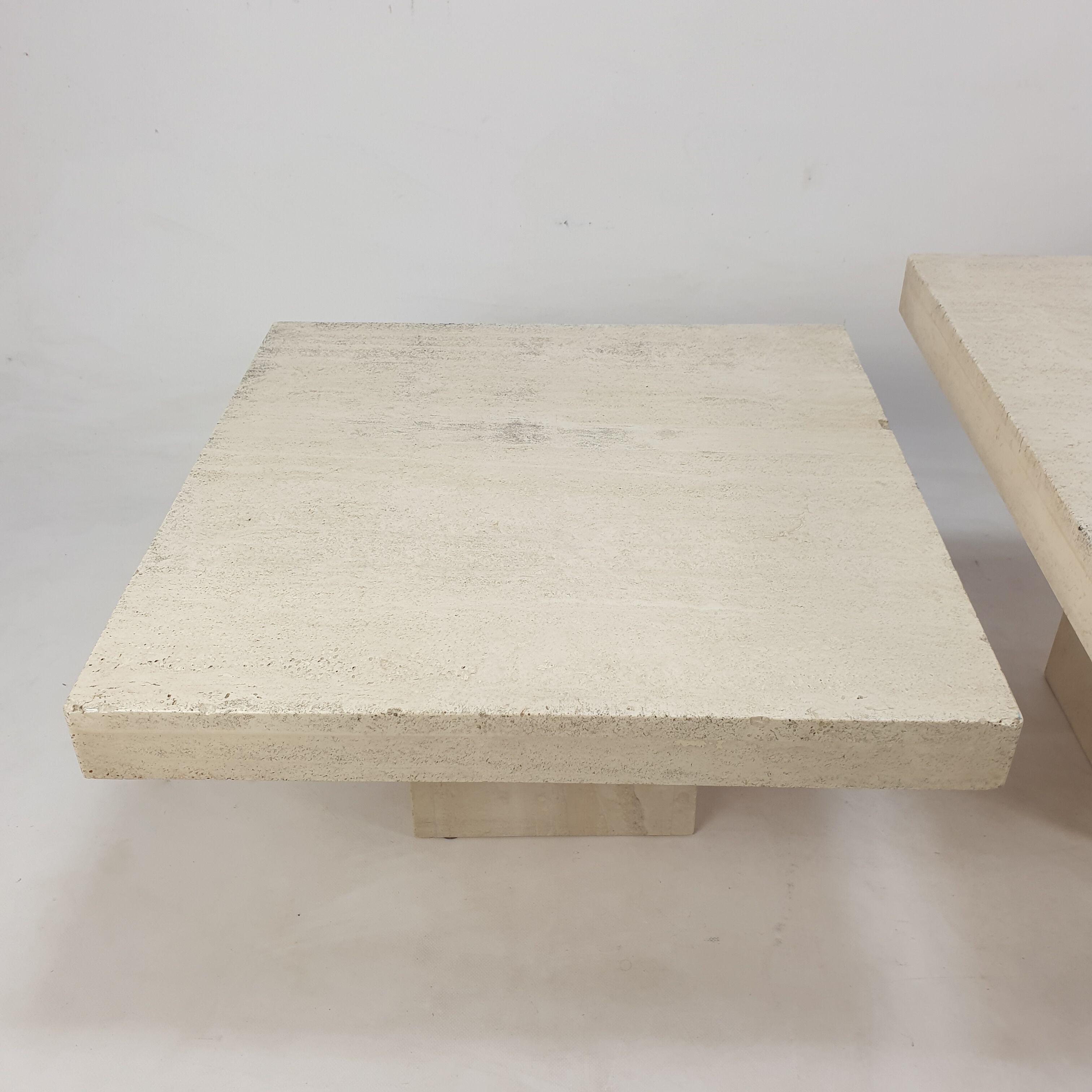 Set of 3 Italian Travertine Coffee Tables, 1980s