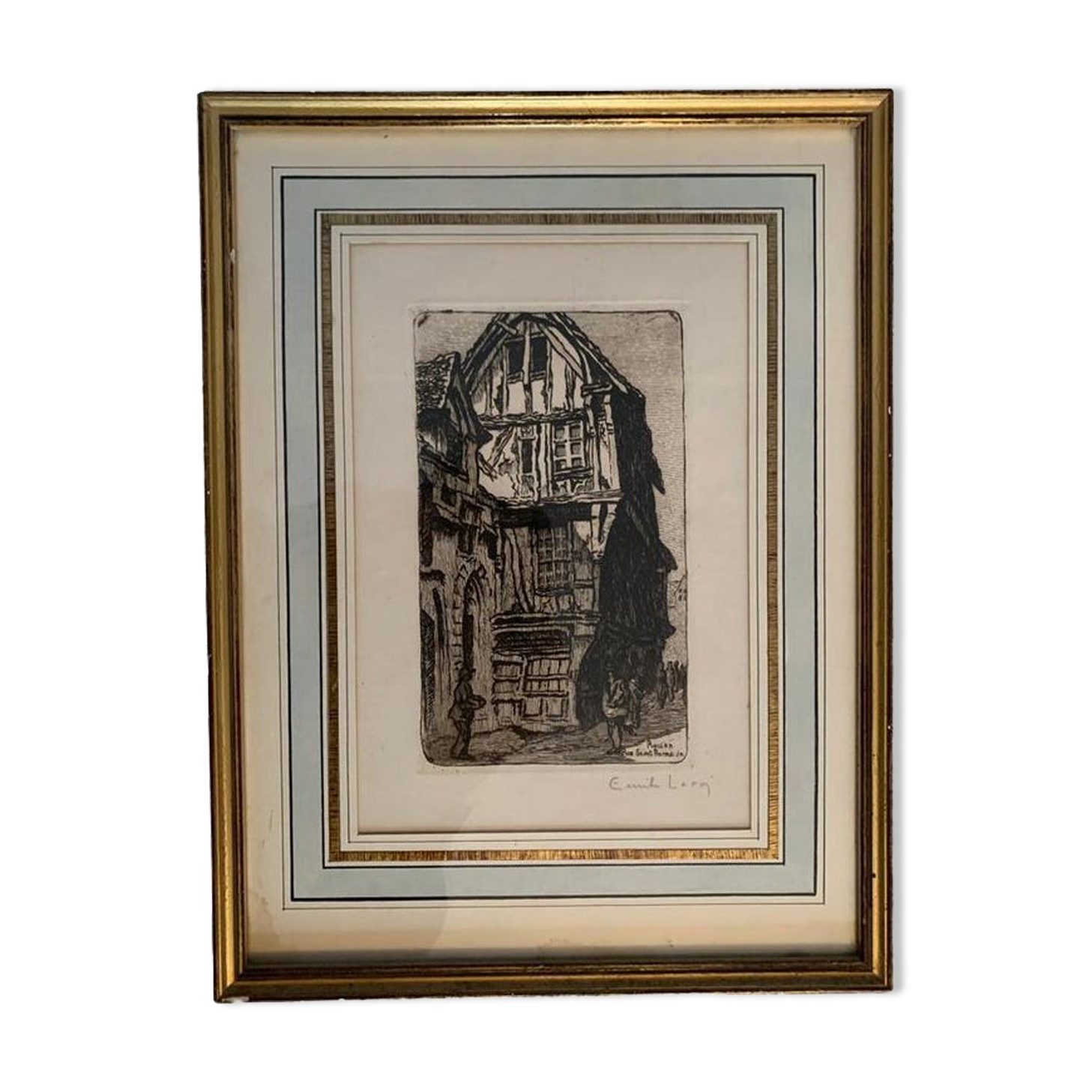 Émile Leroy, drawing of a street in Rouen, circa 2000