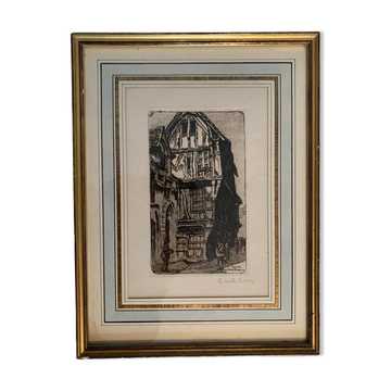 Émile Leroy, dessin d’une rue de Rouen, vers 2000