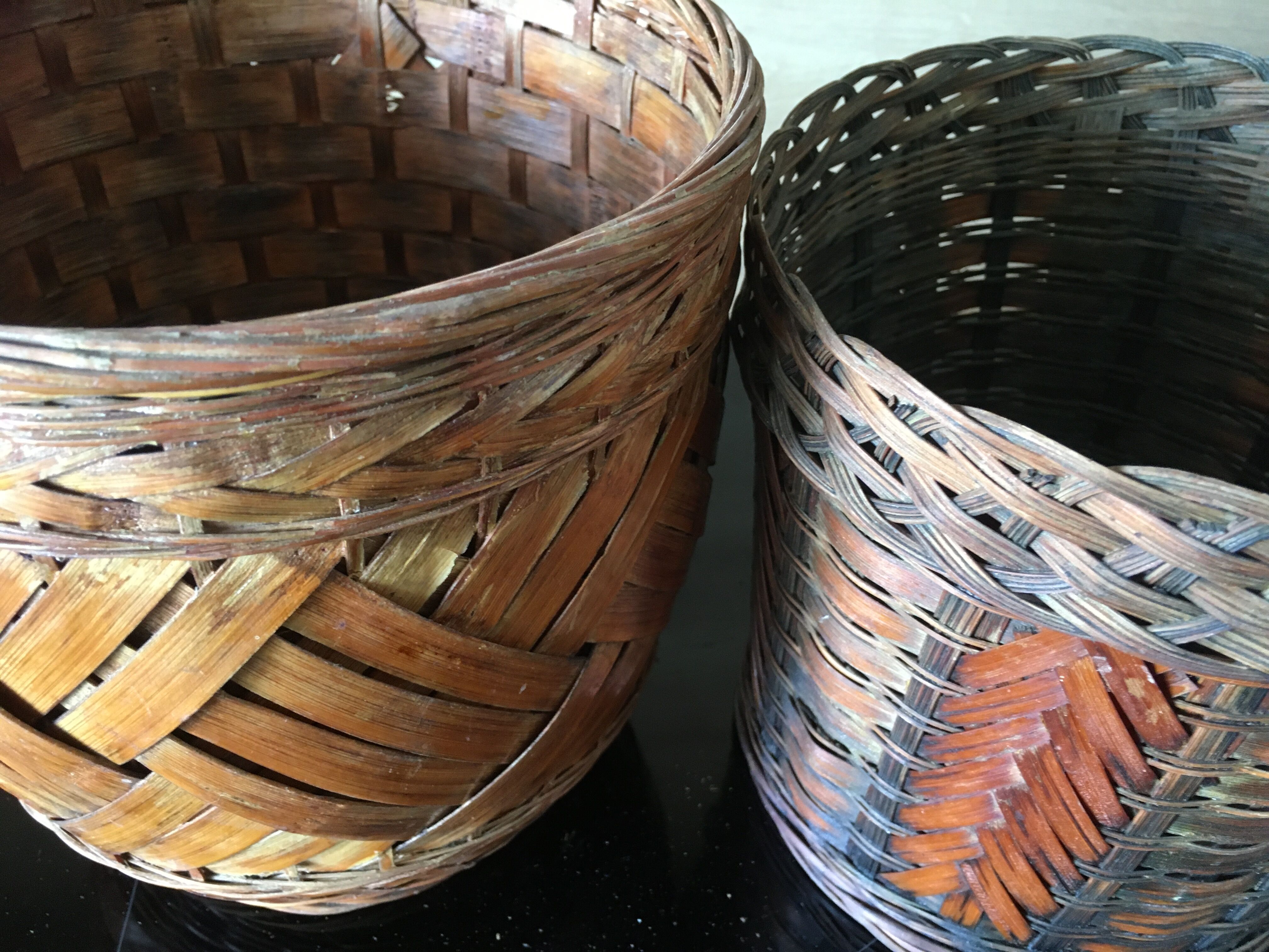Lot de 2 cache-pots tressés vintage