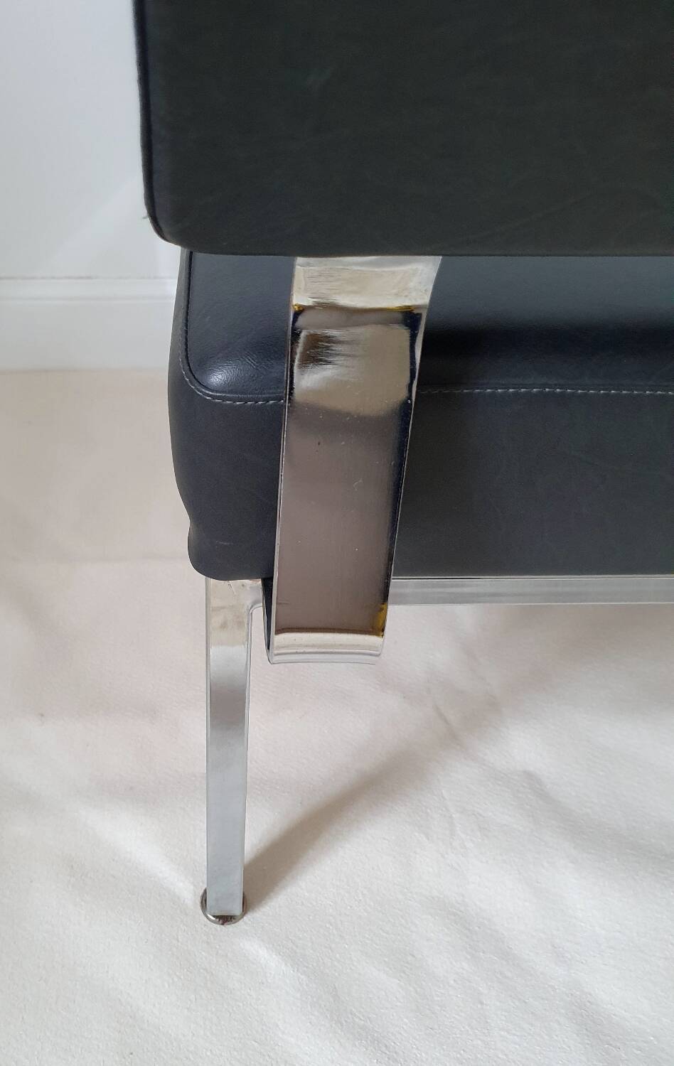 Chrome metal and imitation leather armchair from the 50s