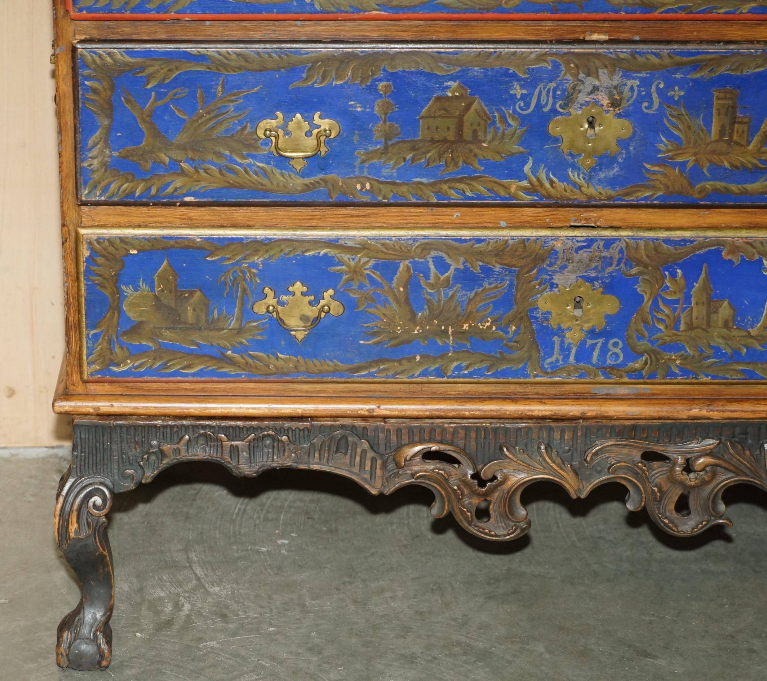 Commode campagne polychrome 1778 en bois style George III