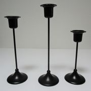 Trois bougeoirs métal laqué noir scandinaves