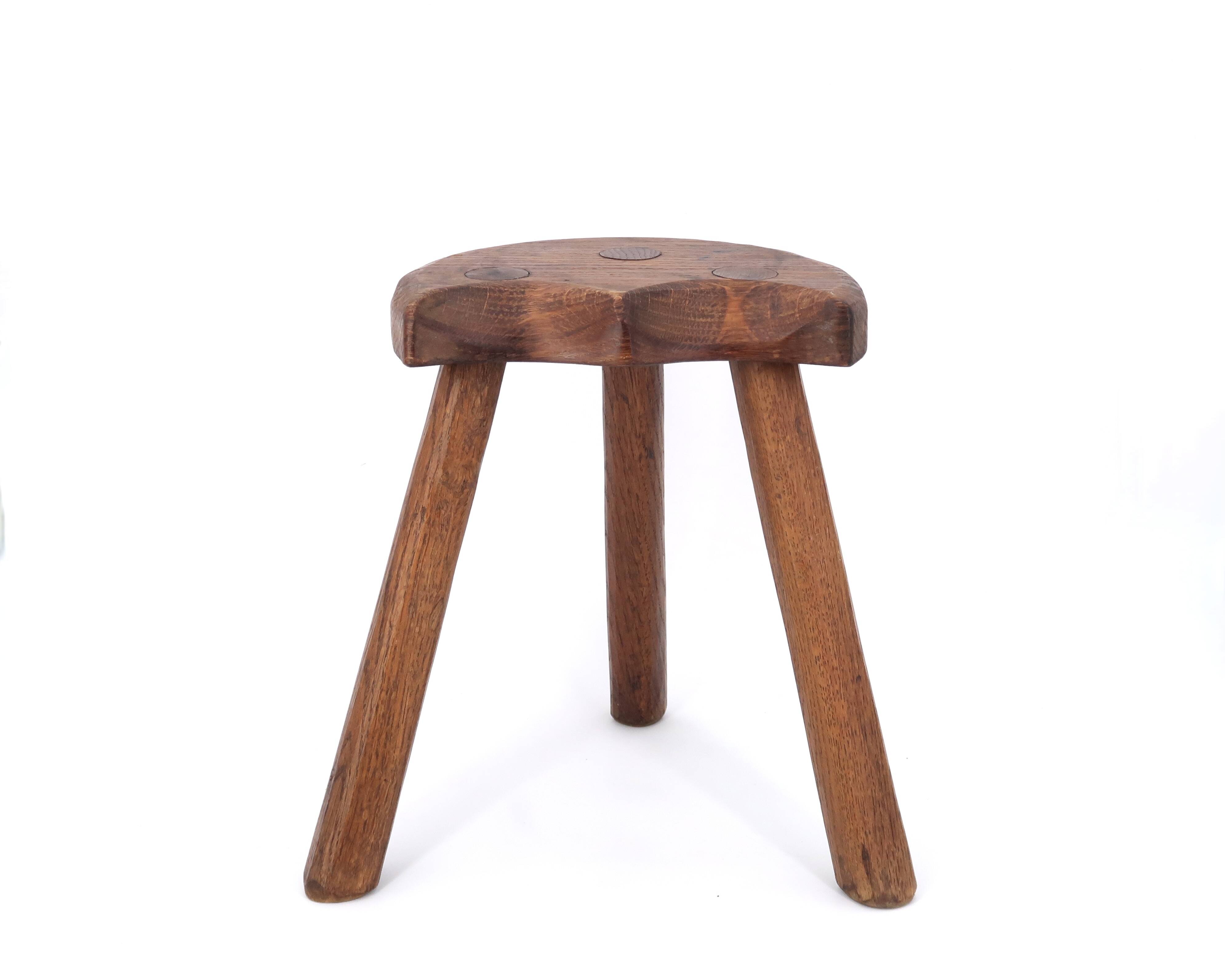 Wooden tripod stool, mountain folk art, 1950s