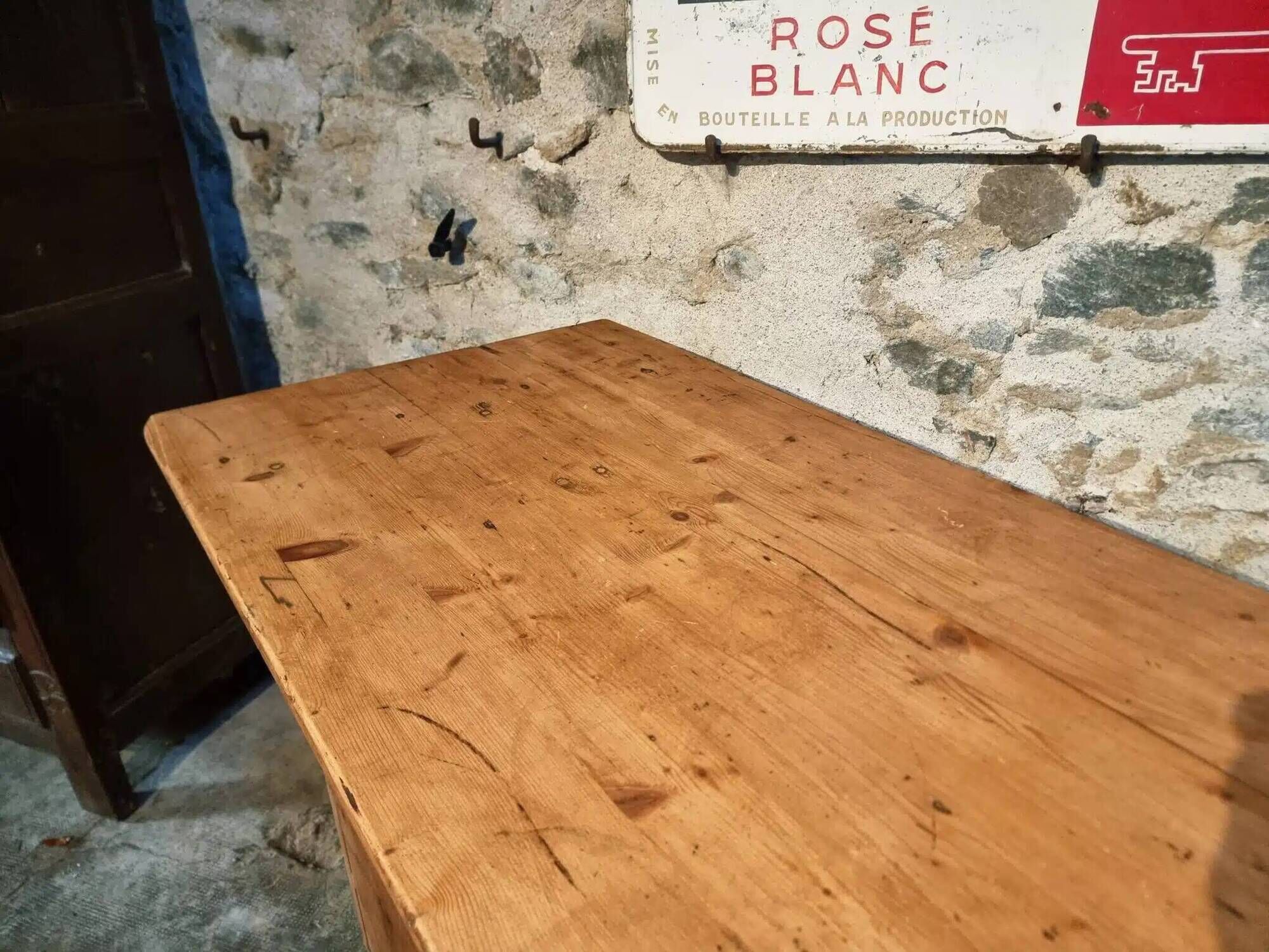 Vintage French Oak and Pine Counter – 1930s Shop Counter or Kitchen Island